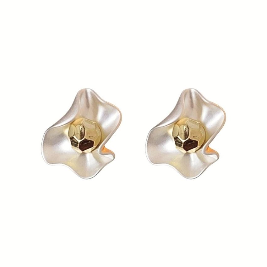 Gold Petal Earrings Brass Jewelry Wholesale Christmas Earrings Bulk Holiday Gift for Women